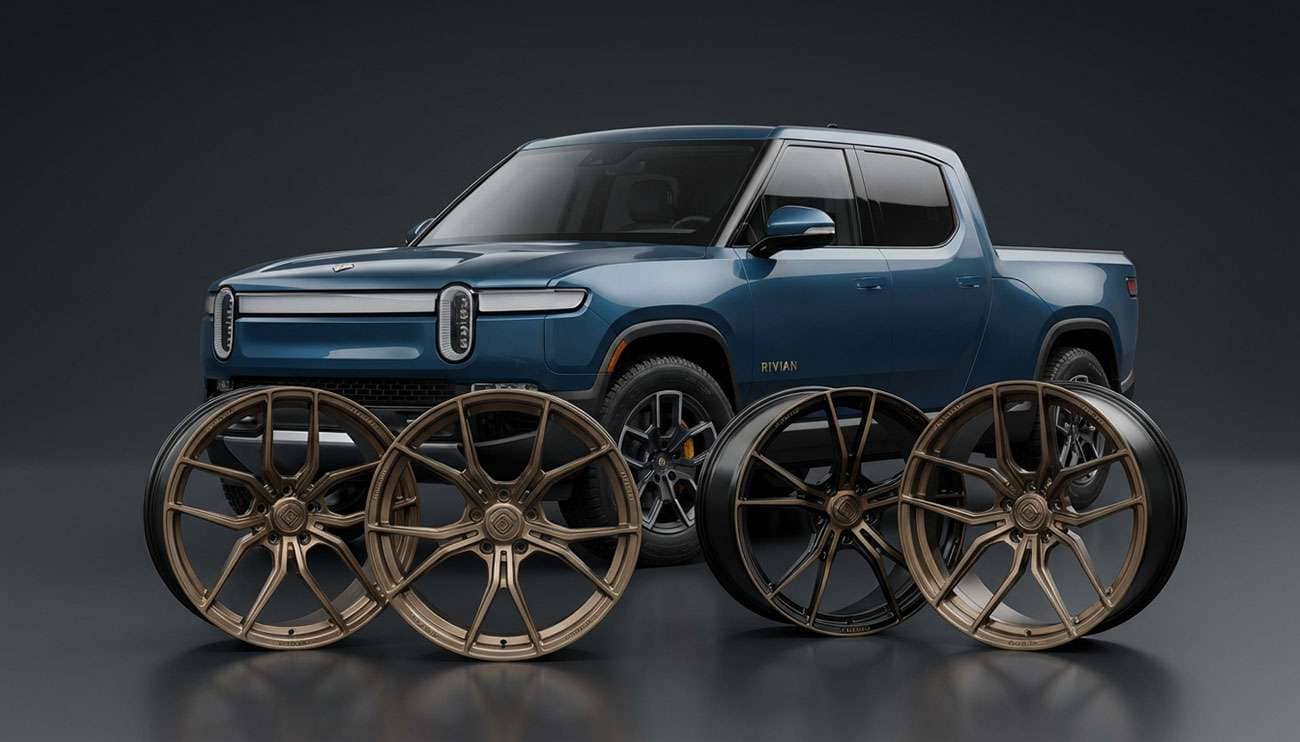Rivian R1T and R1S aftermarket wheel selection guide showing premium forged wheels