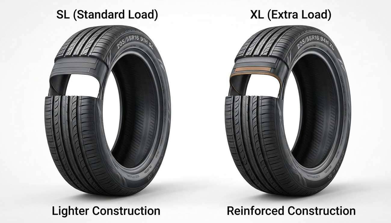 Comparison of SL and XL tires highlighting their differences and uses for vehicles