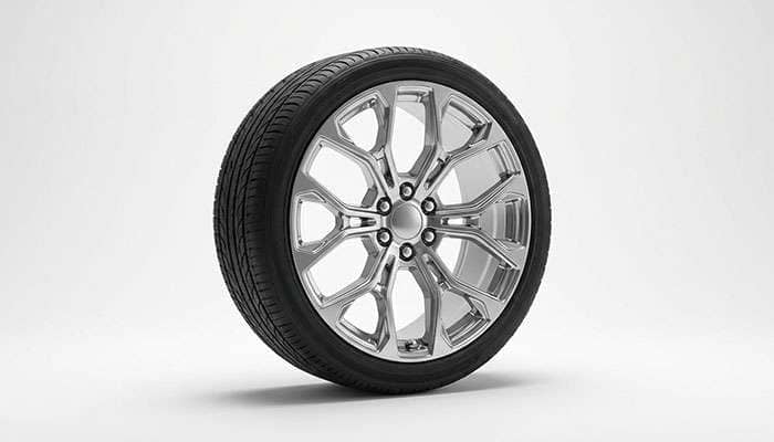 Snowflake chrome 6-lug 22x9 wheel with 31mm offset designed for 2021-2026 Tahoe models