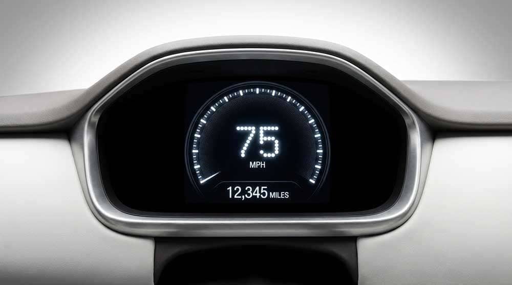 Car speedometer showing speed and mileage