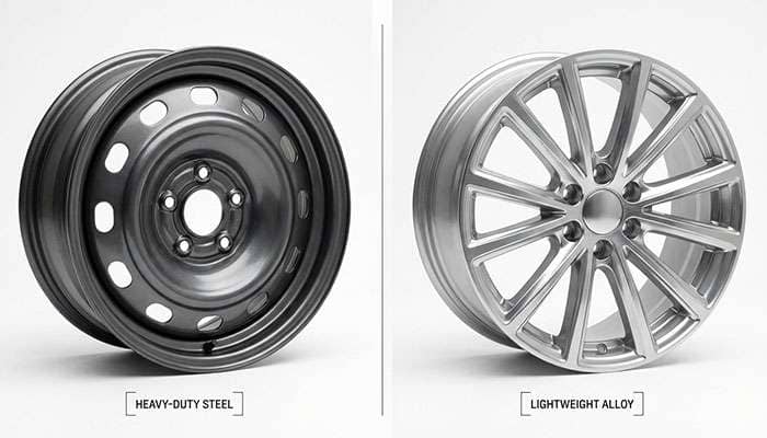 Comparison of steel and alloy wheels highlighting their features to determine the better choice for vehicles