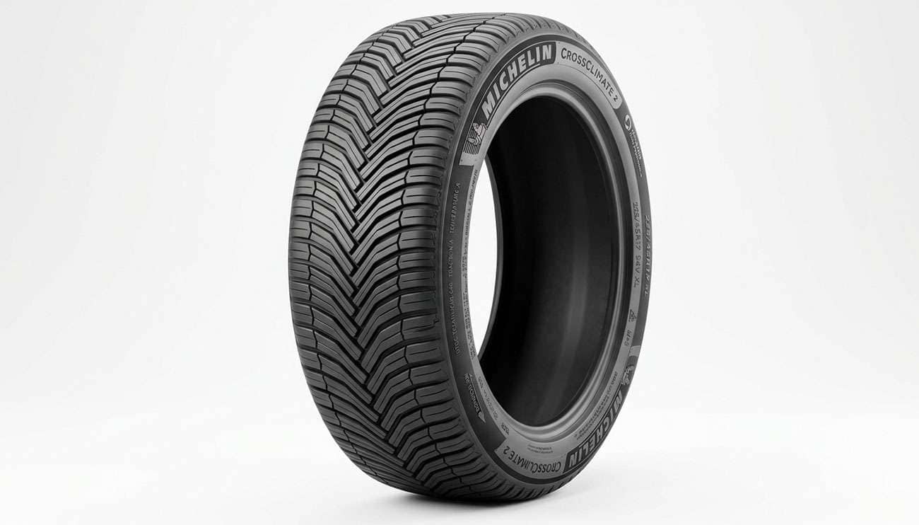 Michelin CrossClimate 2 tire sidewall showing UTQG grades DOT date code and size markings
