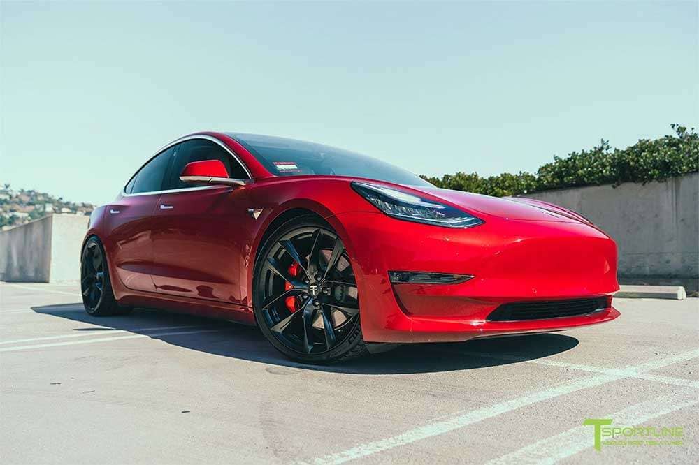 Tesla 21 inch Uberturbine wheels in matte black finish