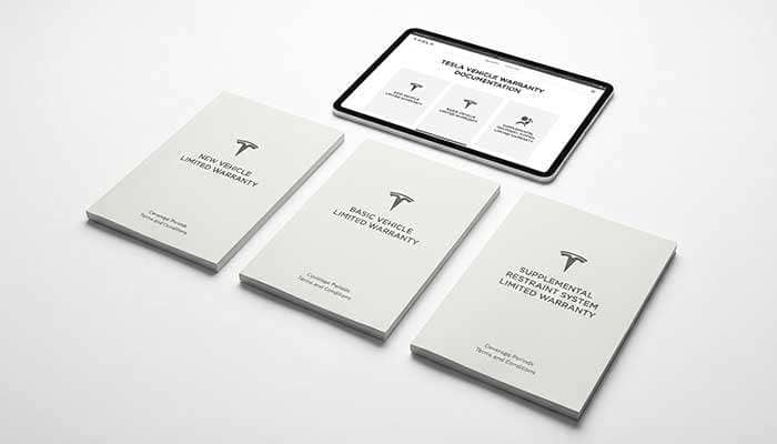 Tesla vehicle warranty details including new, basic, and supplemental restraint system limited warranties explained