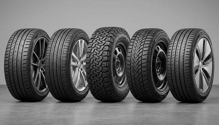 Lineup of 2026 tires representing different categories including UHP all-season all-terrain winter and EV applications