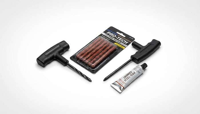 Tire plug kit with insertion tool, plugs, and reamer