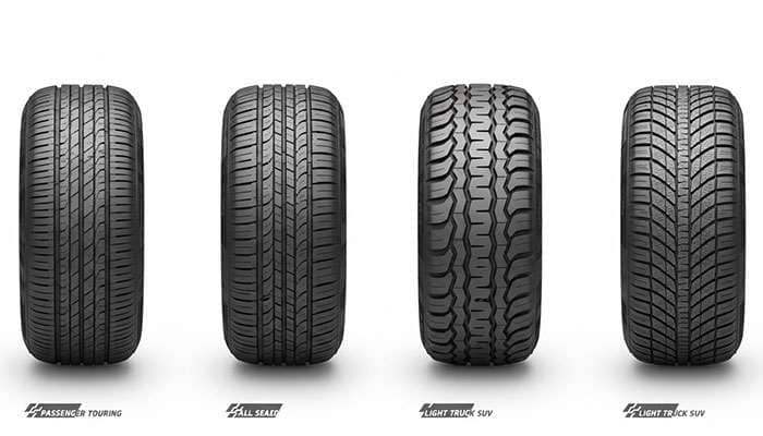 Comparison of tire treads from Bridgestone Continental Michelin and Pirelli brands side by side