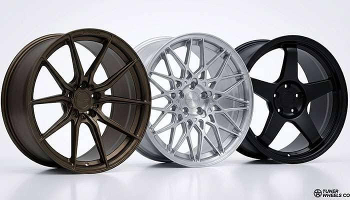 Collection of premium tuner wheels displayed showing various designs and finishes for different performance applications