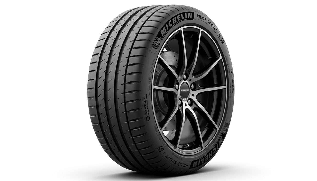 Michelin Pilot Sport 4 S performance tire showing asymmetric tread pattern and sidewall markings