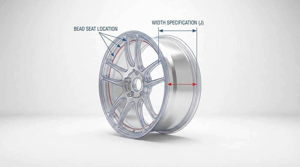 Diagram explaining how to read wheel markings with labels and descriptions from upgarage.com