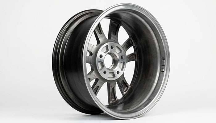 Rear view of an alloy wheel showing the mounting pad and inner barrel depth
