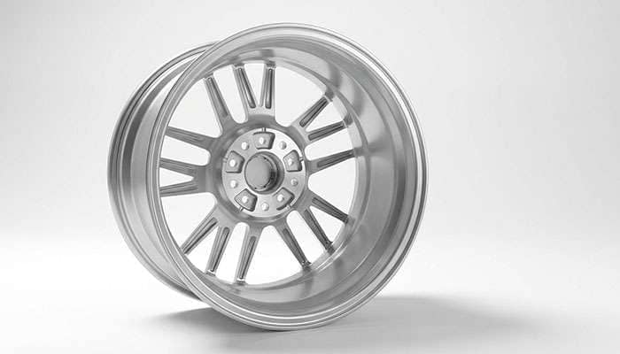 Detailed diagram showing the components and steps of wheel assembly and tire mounting process