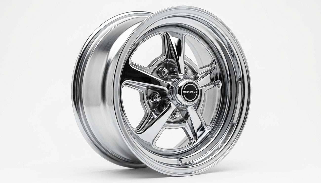 Chrome Wheel Vintiques Magnum 500 reproduction wheel, factory-correct style