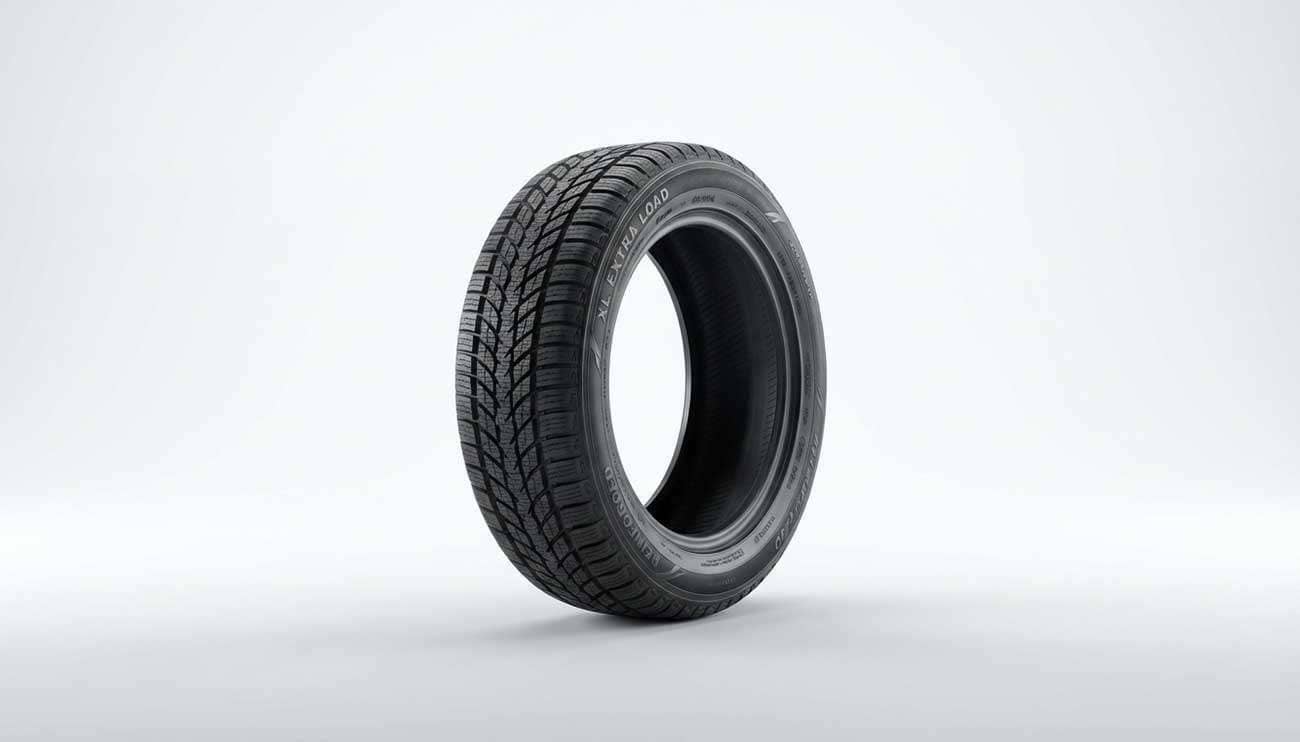 XL load range tire with reinforced sidewall construction showing extra load markings