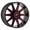 XF Off-Road XF-219 20x10 5x139.7/5x150 -24 ET 110.3 CB Gloss Black Red Milled (XF21920105139715024GBMLR)-1