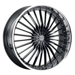 2Crave Number 26 22x8.5 Blank 5 Lug 38 ET 74.1 CB Gloss Black Chrome Lip