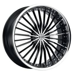 2Crave Number 26 24x8.5 Blank 5 Lug 10 ET 74.1 CB Gloss Black Diamond Cut Chrome Lip