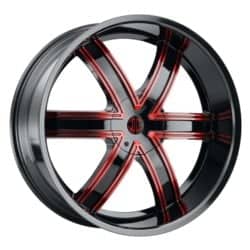 2Crave Number 44 24x10 Blank 6 Lug 15 ET 78.3 CB Gloss Black / Red Face