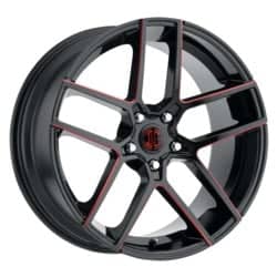 2Crave Number 54 20x9 Blank 5 Lug 35 ET 74.1 CB Gloss Black / Red Machined