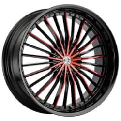 2Crave Number 26 24x8.5 Blank 5 Lug 10 ET 74.1 CB Gloss Black / Red Face