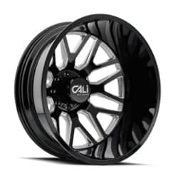 Cali Off-Road Invader Dually Rear 9115D 24x8.25 8x210 -232 ET 154.2 CB Gloss Black/Milled Spokes