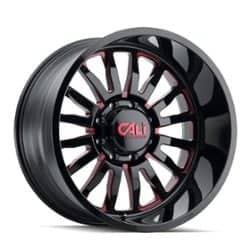 Cali Off-Road Summit 9110 24x14 6x135 -76 ET 87.1 CB Gloss Black/Red Milled Spokes