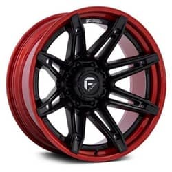 Fuel Brawl FC401 22x12 8x180 -44 ET 124.2 CB Matte Black w/Candy Red Lip