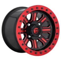 Fuel UTV Hardline BL D911 15x7 4x137 38 ET 110.1 CB Gloss Black w/ Candy Red