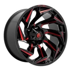 Fuel Reaction D755 22x10 5x114.3/5x127 -18 ET 78 CB Gloss Black Milled with Red Tint