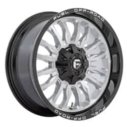 Fuel D798 Arc 22x10 8x165.1 -18 ET 125.1 CB Silver Brushed Face With Milled Black Lip