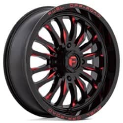 Fuel UTV D822 Arc 24x7 4x137 13 ET 110.1 CB Gloss Black Milled w/Red Tint