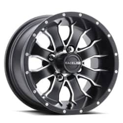 Raceline G77 Mamba 12 Golf UTV 12x7 4x101.6 5 ET 68 CB Satin Black Machined