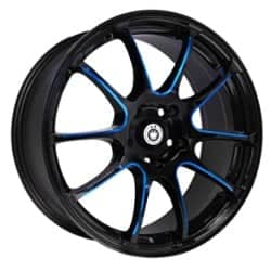 Konig Illusion 17x7 5x114.3 40 ET 73.1 CB Black/Ball Cut Blue
