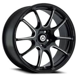 Konig Illusion 17x7 4x100 40 ET 73.1 CB Black/Ball Cut Machine