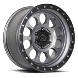 Lock Off-Road 50Cal 17x9 6x139.7 0 ET 106.2 CB Matte Gray w/ Matte Black Ring