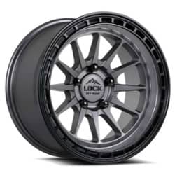 Lock Off-Road Baja 17x9 6x139.7 -12 ET 106.2 CB Matte Gray w/ Matte Black Ring