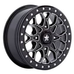 MSA Offroad M48 Portal Beadlock 15x6 4x137 38 ET 96 CB Gloss Black Milled, Black Ring