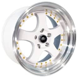 MST MT07 17x9 5x114.3 20 ET 73.1 CB White w/Machined Lip Gold Rivets