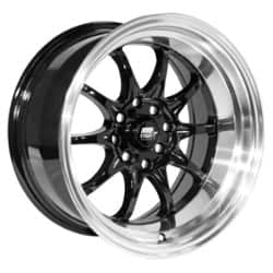 MST MT11 16x8 5x100/5x114.3 15 ET 73.1 CB Black w/Machined Lip