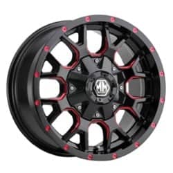 Mayhem 8015 Warrior 17x9 6x135/6x139.7 18 ET 106 CB Black w/Prism Red