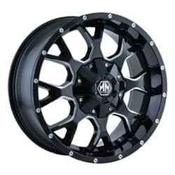 Mayhem 8015 Warrior 17x7.5 5x108/5x114.3 40 ET 72.56 CB Black w/Milled Spokes
