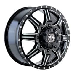 Mayhem 8101 Monstir Dually Front 19.5x6.75 8x170 102 ET 124.9 CB Black w/Milled Spokes