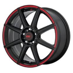 Motegi MR142 17x7 5x114.3/5x120 40 ET 74.1 CB Satin Black With Red Stripe