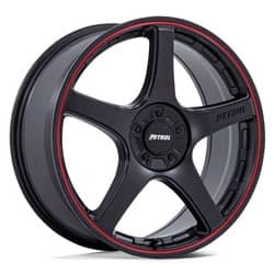 Petrol P2E 18x8 Blank 5 Lug 35 ET 72.56 CB Matte Black w/Red Lip