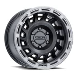 Raceline 957BS Halo 17x9 8x170 -12 ET 130.8 CB Satin Black w/Silver Ring