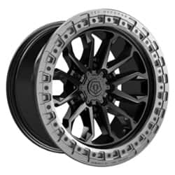TIS Offroad 556BA 6 20x9 6x139.7 0 ET 106.2 CB Satin Black with Cast Anthracite Lip Ring