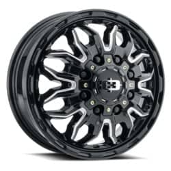 Vision 410 Korupt Dually Front 16x6 6x180 84 ET 130.1 CB Gloss Black Milled Spoke