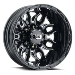 Vision 410 Korupt Dually Rear 17x6.5 8x165.1 -143 ET 125.2 CB Gloss Black Milled
