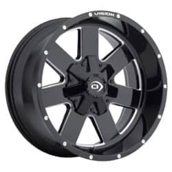 Vision 411 Arc 17x9 5x139.7 12 ET 108 CB Gloss Black Milled Spoke