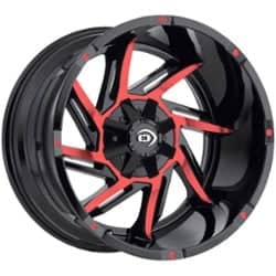 Vision 422 Prowler 20x12 8x165.1 -51 ET 125.2 CB Gloss Black Machined w/Red Tint